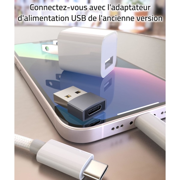 Grå USB C til USB Adapter 3 Pack Kompatibel med iPhone 13 12 Pro Max iPad Air 6 Apple Watch Series 7 AirPods 3 Samsung Galaxy