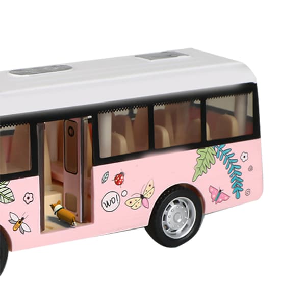 Rosa Bybus Legetøj Lyd Lys Simulation Model Holdbar Åbningsdør