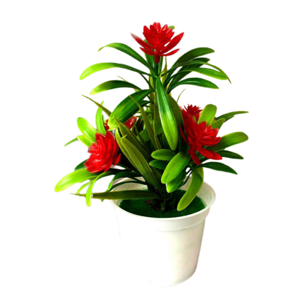 5 små lotussimulerede små bonsai skrivebordspynt (stor rød)