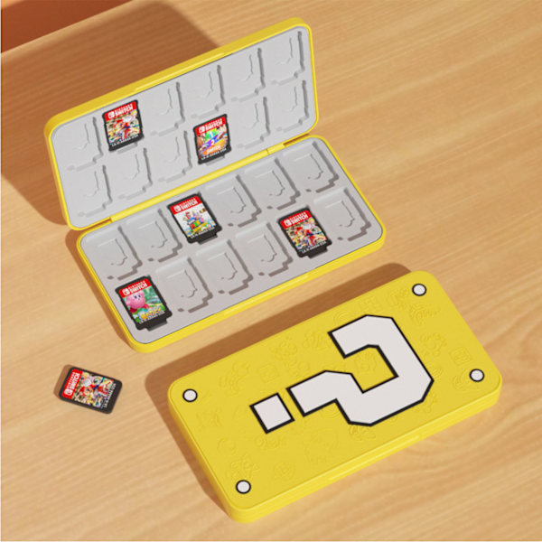 Spelkortfodral 24 Fack 3D Prägling Magnetisk Bärbar Extra Stor Spelkortfodralhållare Organiserare för Switch Frågetecken
