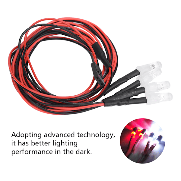 4 stk 5mm Frontlykter RC Tilbehør LED Lys for 1/10 Modellbil Lastebil (13# Hvitt Lys Rødt Lys)