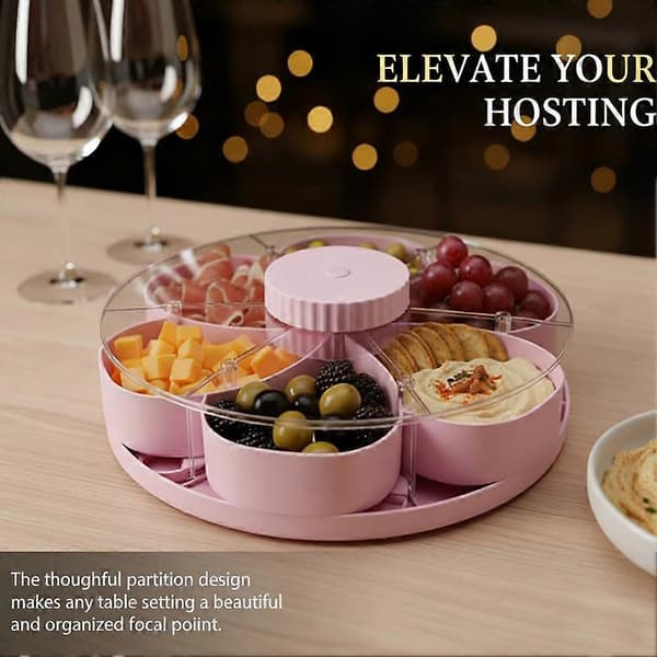 【02】Delad serveringsbricka för fester Roterande snacksbricka med snurrfack Blue