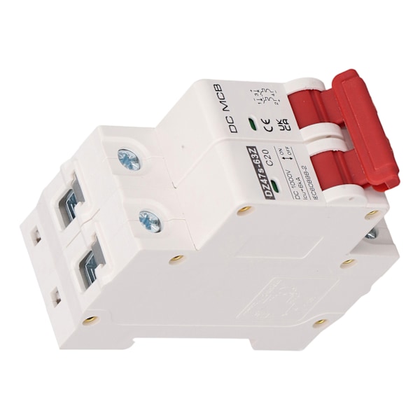 Miniaturskillebryder 2P, 20A med 6000A Afbrydelseskapacitet, PA66 Hus til Fotovoltaisk DC 1000V Applikationer