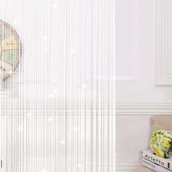 Glitter Curtain Panel, Fly Screen Curtain, Doorway Divider for Window Decorative 100x200cm (White) White