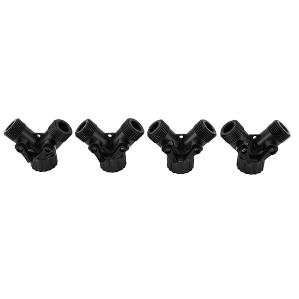 Tap Y Splitter 2 Vejs 2 Ventiler Slange Splitter Stik til Have Slange Hane EU Standard 4 stk Sort
