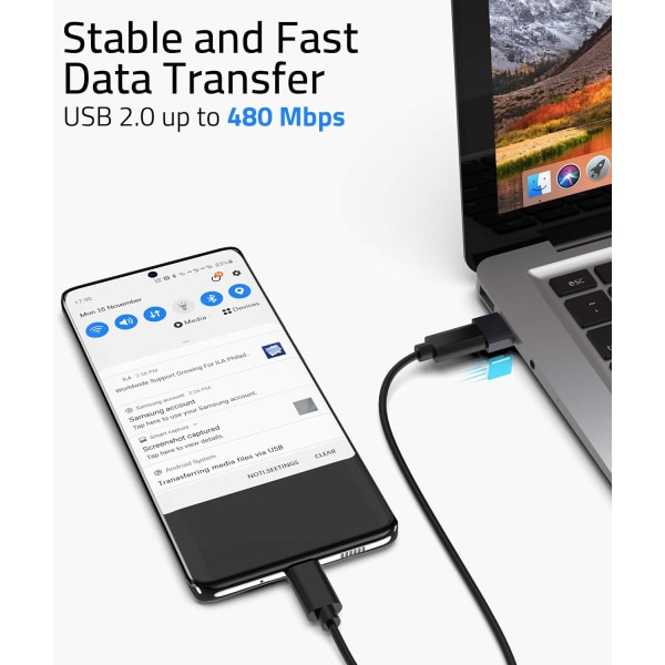 Sort USB C til USB Adapter 3 Pack Kompatibel med iPhone 13 12 Pro Max iPad Air 6 Apple Watch Series 7 AirPods 3 Samsung Galaxy