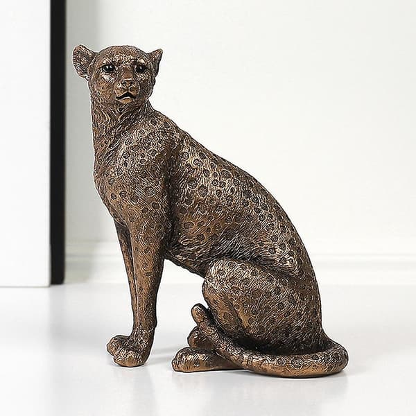 Simulering Jaguar Statue Liten Harpiks Dyrehåndverk Samleobjekt Leopard Rovdyrpynt til Hjemmet Leopard (sitting)