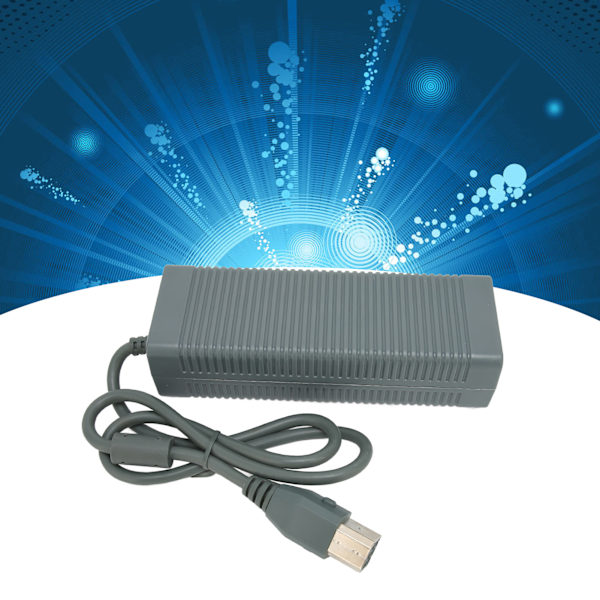 Strømforsyning for Xbox 360 Spillkonsoll, Strømadapter Lader med Strømkabel 185‑265VUK Plugg