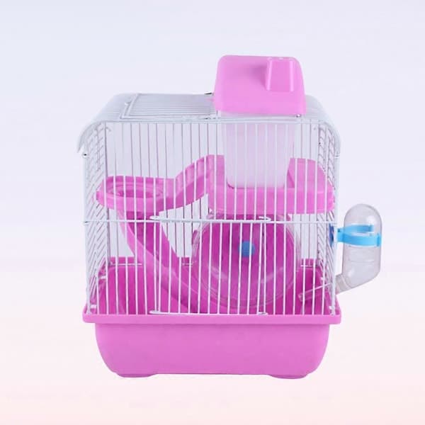 1 pc Hamster Cage, Double-Layer Acrylic Cage, Portable Small Pet Cage (Light Pink)