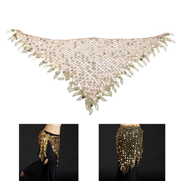 Magdanskjol Fashionabel Justerbar Höft Scarf Kjole Kostym för Kvinnor Magdans Dekoration Present Guld