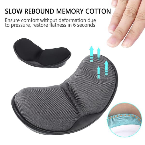 Musematte Håndleddsstøtte Ergonomisk Sakte-rebound Håndleddspute for Kontor Black