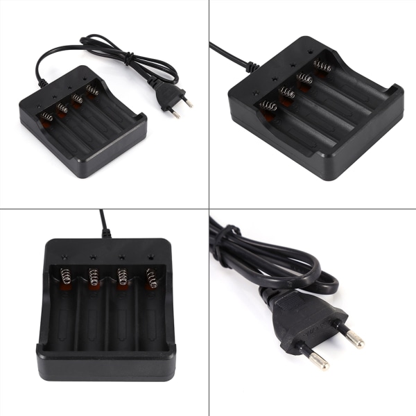 Batteriladdare för 4 st 18650 litiumbatterier med EU-kontakt