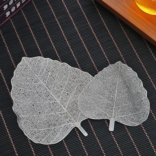Tesil i rustfritt stål med bladform, tilbehør til tesett, tesil for te og kaffe Large Tea Strainer (10x11cm)