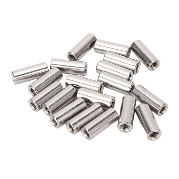 20 st M6x1.0 Runda Kopplingsmuttrar för 10mm L25mm Stångkoppling - Rostfritt Stål Trådhylsor
