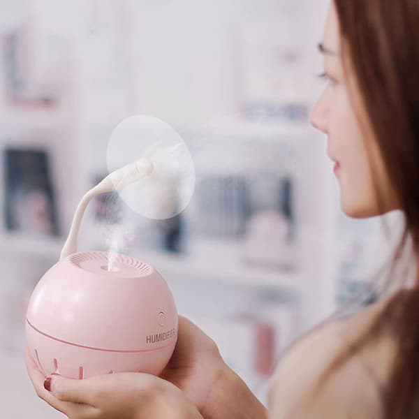Mini Ball LED nattlys USB luftfukter rosa
