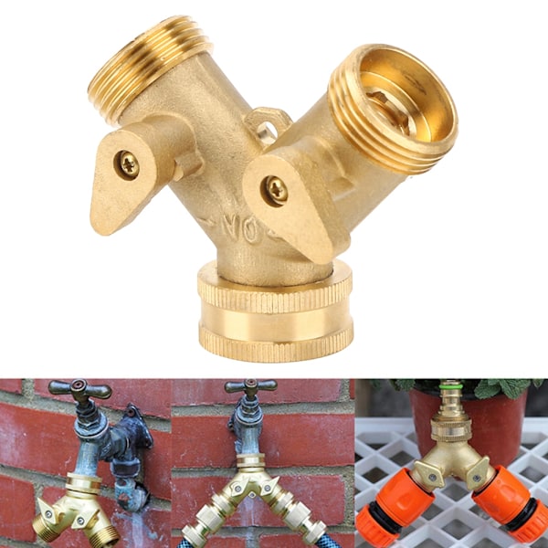 3/4 Tommer 2-Vejs Havevandingsfordeler Have Messing Vandforbindelse med Ventil US Standard