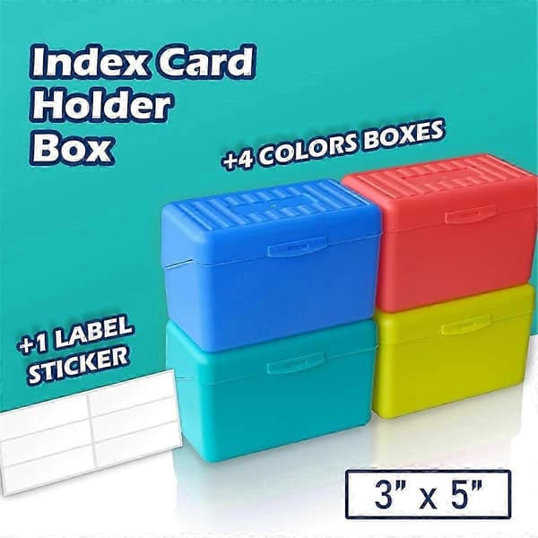 Indekskortholderboks 3x5 tommer, Flash Note Kortholderboks Organizer Etui, 3x5 Indekskort Opbevaringsfil