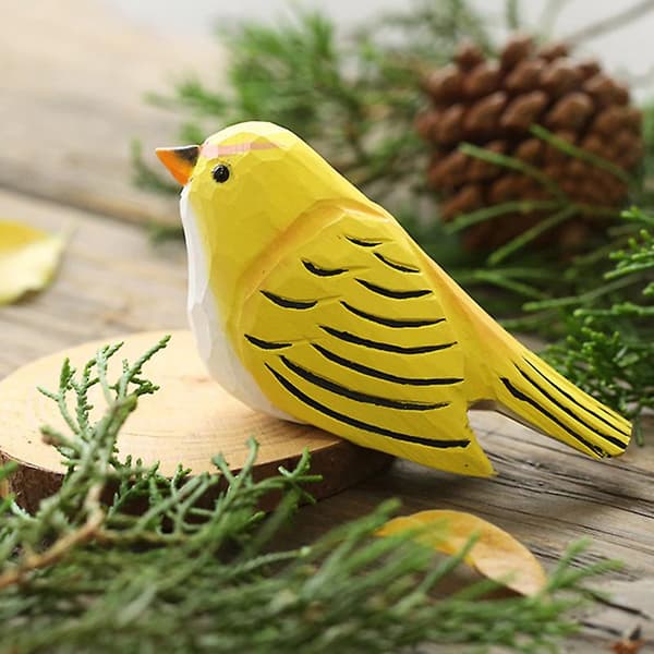 Trædyrpynt Håndlavet Simulationsfuglestatue Boligindretning Chubby Bird