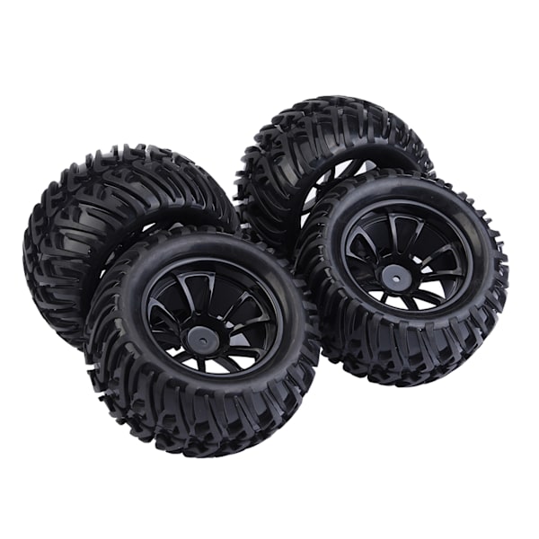 4 kpl Y-muotoisia renkaita kumista, navoilla, 1/10 mittakaavan RC-kuorma-autoille (10 reikää)
