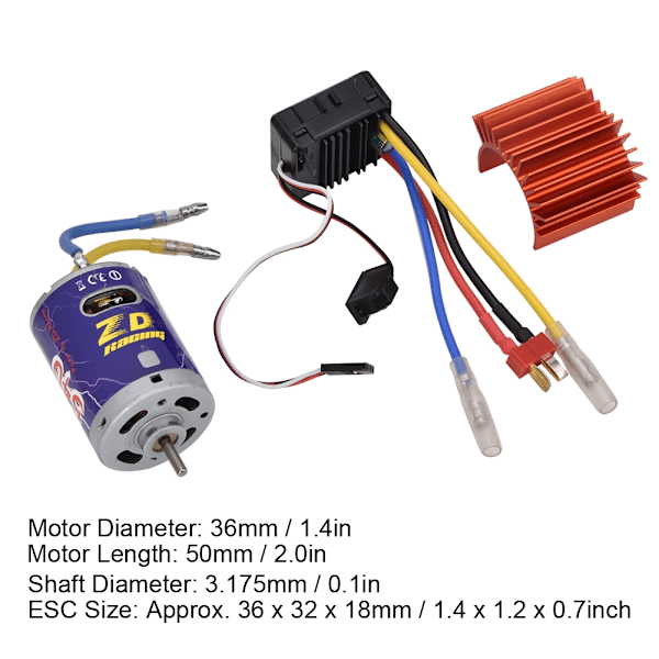 Kestävä 540 Harjattu Moottori 45A ESC Set Kit 1/10 RC Buggy Truggy Truck Crawlerille Oranssi