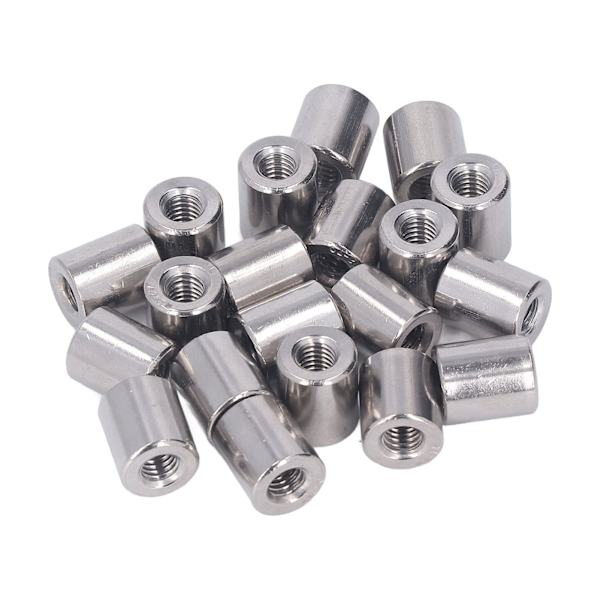 20-pack M6 Honmutter Runda Koppling - Cylindriska Kopplingmutter i 304 Rostfritt Stål