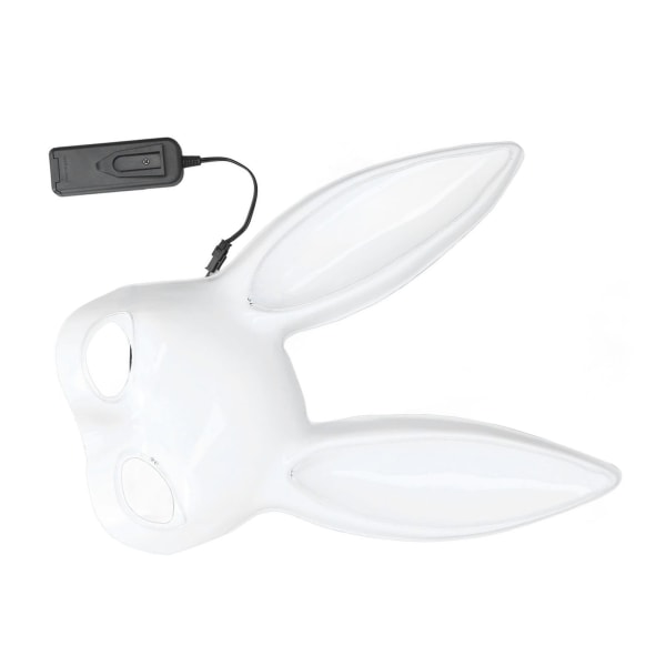 Rabbit Masquerade Mask Suloinen muovinen valkoinen EL-kylmävalolla Puolikasvoinen Kanin naamio yökerhoon läpinäkyvällä sinisellä valolla