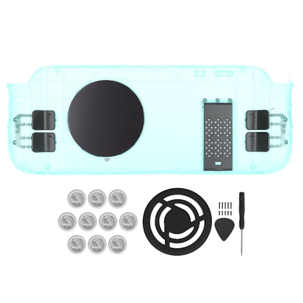Bakplatta för Steam Deck med värmeavledning, DIY-utbyteshölje, extern halvledarkyla för Steam Deck, cyan transparent fodral