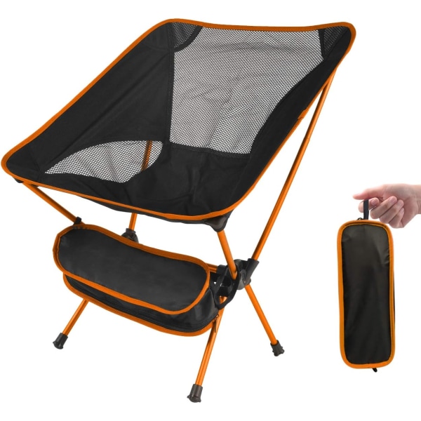 Orange campingstol Fiskestol Ultralätt kompakt strandstol Fällstol Fällstol Utomhusstol med bärväska för campingtält