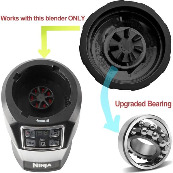Replacement Blade for Ninja Auto-iQ Food Processor BN800EU BN495EU BN750EU, 7-Fin Blender Blade, Nutri Ninja Accessory Knife Black
