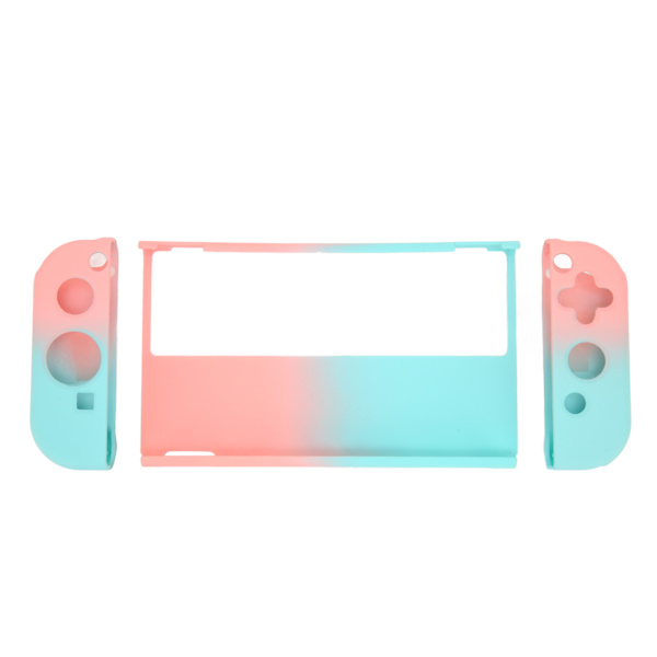 Spelkonsolskyddsfodral Gradient Ergonomiskt Grepp Spelkonsol Silikon Skyddande Fodral för Switch OLED Blå Rosa