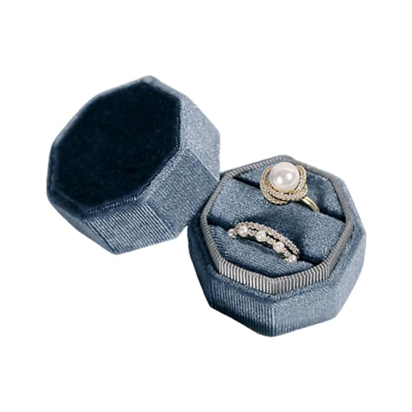 Mode åttakantig ringlåda Bärbar vigselringar Smyckesdisplaylåda för hemmet Light Blue Single ring