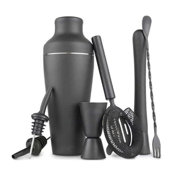 [02]Cocktail Shaker Sæt - Mat Sort - Rustfrit Stål Sort Black Black Black