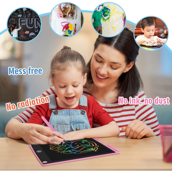 8,5 tommer farverig LCD-skrivetablet (lyserød), 8,5 tommer grafisk tegnebræt Nøglelås Håndskrift Doodle Pad Børnelegetøj Gaver til drenge Piger