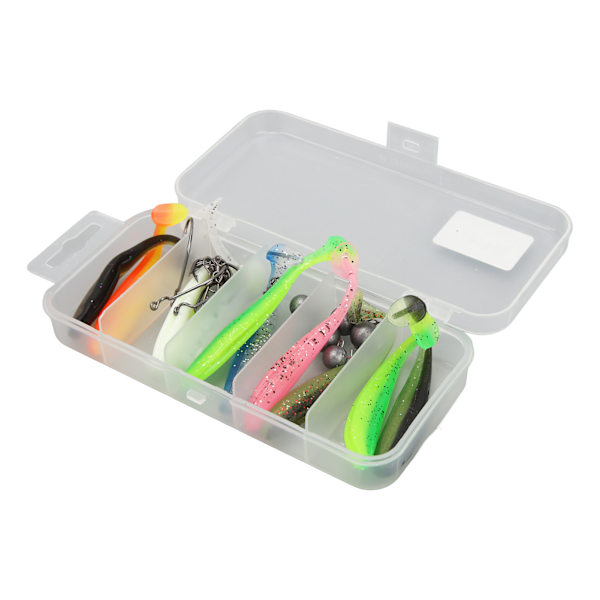Fiskeset med tvåfärgad T-svansbete, snabbkoppling, blyvikt, vevkrok, swivel-stift, fisketillbehör, 7 cm