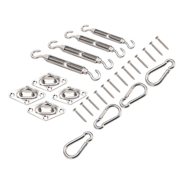 Solseil Hardware Kit i rustfritt stål, Strammespenne, Fjærkrok, Markisetilbehør