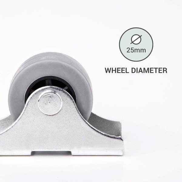 (Pakke med 20) 25 mm gummihjulsett Plast svingbare doble hjul metall med plate for møbler Hvitevarer og utstyr Små minihjul