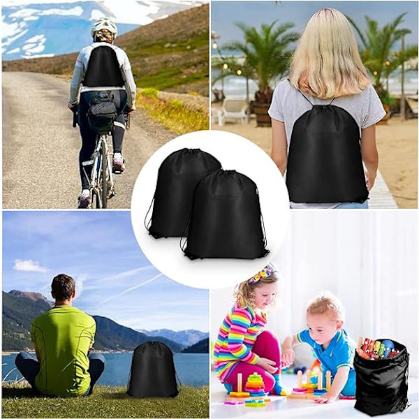 2 stk. snorposer, PE-poser med snor, treningsposer med snor, svømmeposer med snor, 42×34 cm, egnet for barn til sport, skole, treningsstudio, svømming