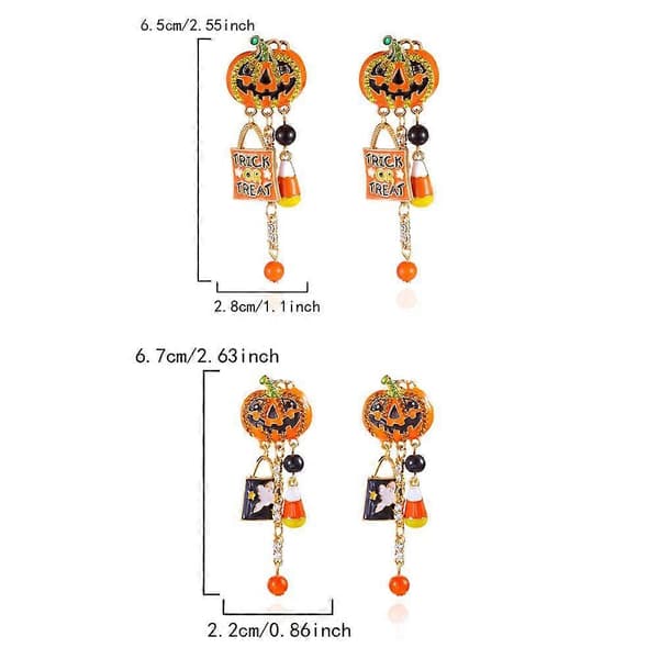 Halloween Græskar Øreringe Spøgelse Slik Majs Dråbe Dingle Legering Letvægts Black 1pcs