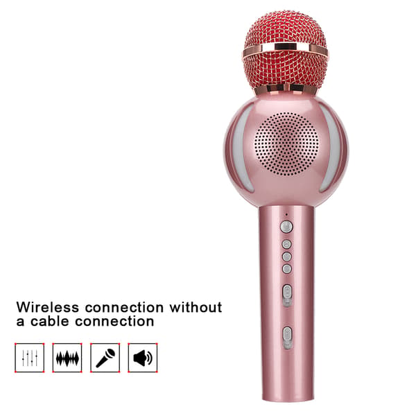Bluetooth Trådløs Karaokemikrofon Rose Gull Multifunksjonell For Telefon