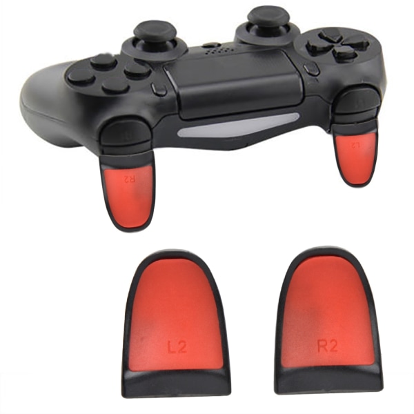 L2 R2 Extended Grips Soft Touch Controller Extenders Buttons Extension Trigger for PS4 (Rød)