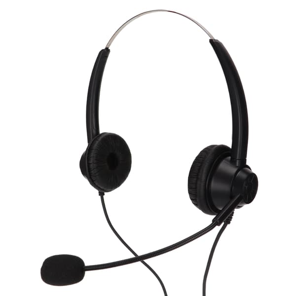 H360D 3.5MV Binaural Kundeservice Headset Sort Justerbart Telefon Headset til 3.5mm Jack