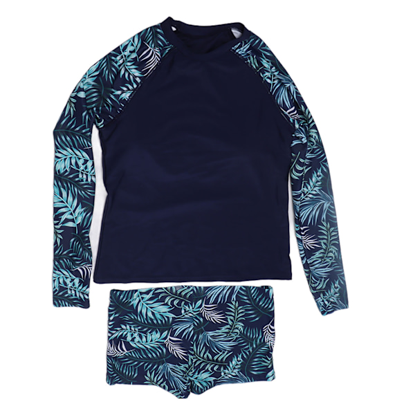 Tvådelad Baddräkt Långärmad Bladmönster Polyester Passform Dam Pool Strand Surf Wetsuit S