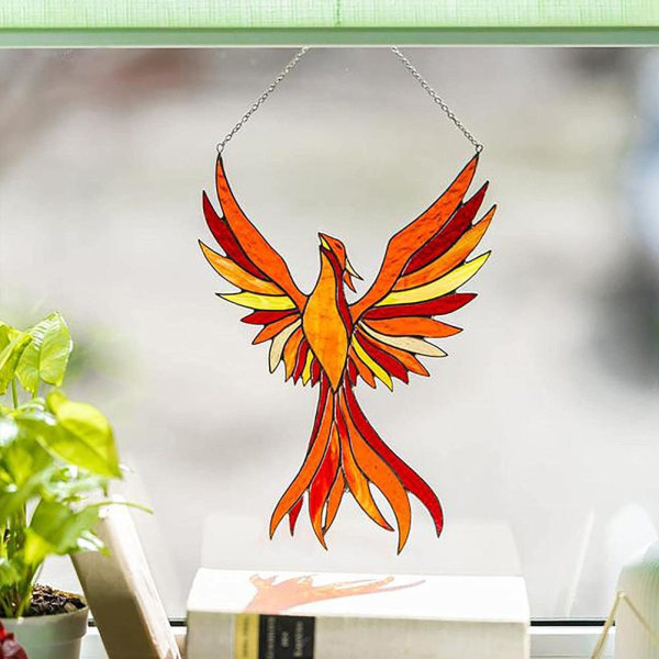 1 stycke akryl eld phoenix fågel trädgård ornament bild färg