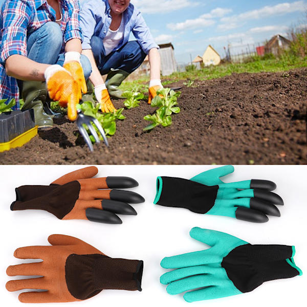 2 Par Trädgårdshandskar med Klor för Grävning, Plantering och Beskärning