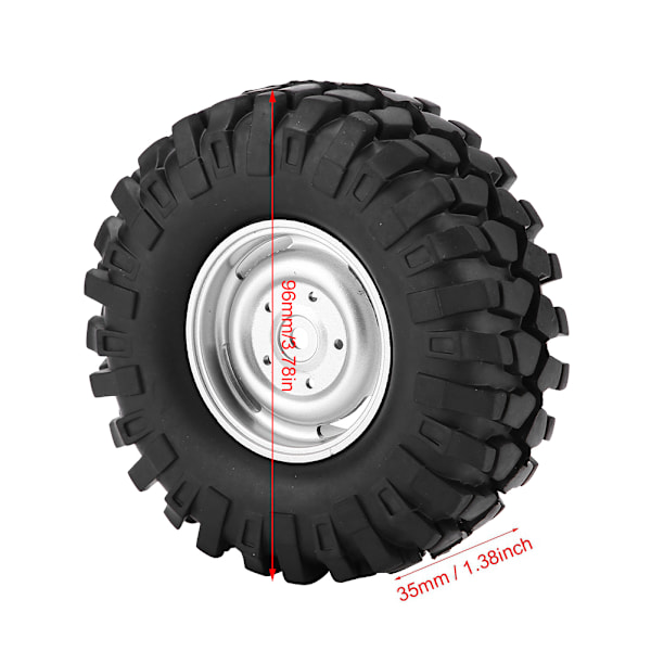 4 stk Hjuldekk Gummi Dekk med Nav for 1/10 Skala RC Crawler Offroad Truck Bil