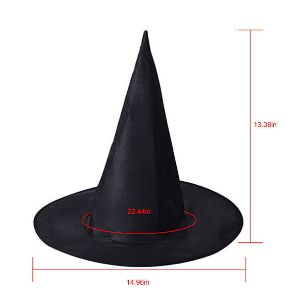 Sort Oxford Klud Spids Hat til Harry Potter Cosplay - Halloween Hexe & Troldmand Rekvisit