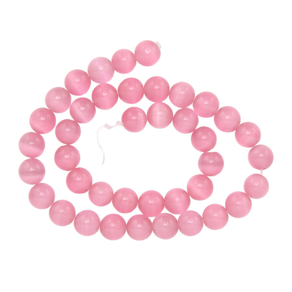 Rosa Kattsöga Pärlor för DIY-Hantverk: Blanka, Släta och Polerade - Perfekta för att Skapa Armband, Halsband, Örhängen och Ringar
