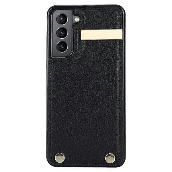 Compatible with Samsung Galaxy S21 FE 5G Mobile Phone Case, Drop-Proof Card Holder Case with Hardware Decoration Black