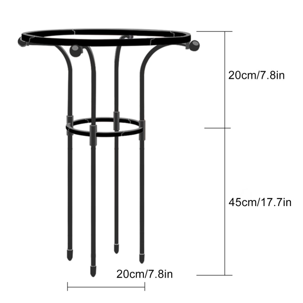 Enkelt cirkel paraply blomsterstativ - hvid, højde 65CM, cirkeldiameter 28CM