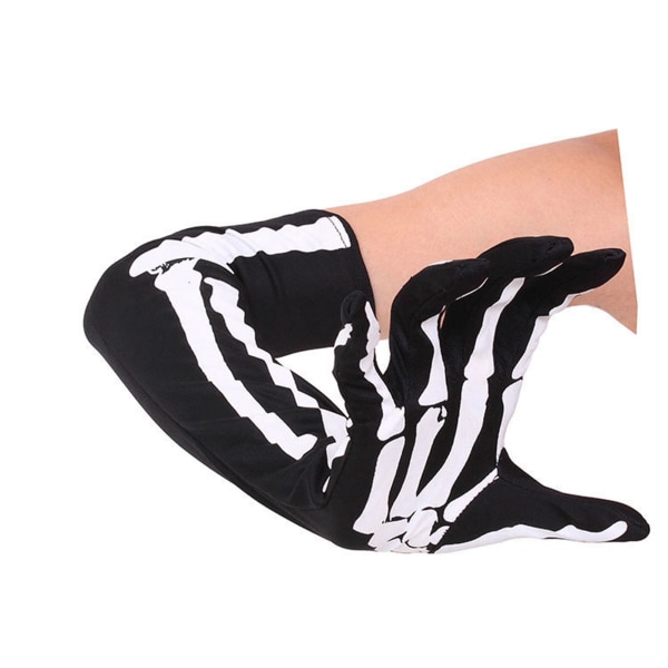 2 kpl Skull Gloves Full Finger Claw Soft Ghost Bone -hanskat Halloween Cosplay -bileisiin, keskikokoiset 15 x 3,9 tuumaa vapaasti